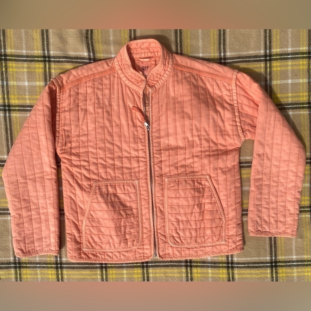 Gap Orange Quilted Cotton Dyed Bomber Style Jacket - Picture 1 of 5